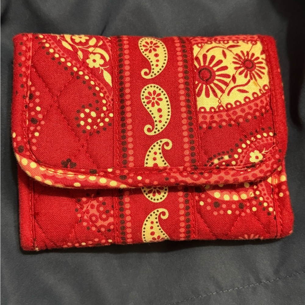 Vera Bradley Red and Yellow Paisley Quilted Card Wallet